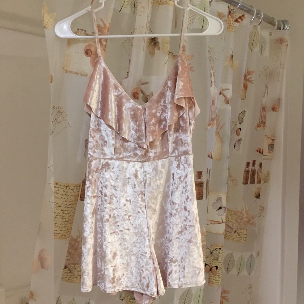 UO Baby Pink Velvet Romper